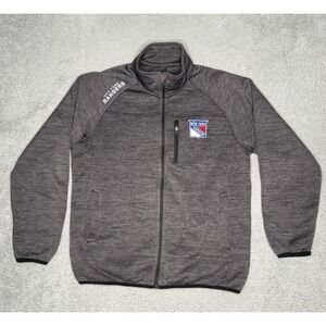 GIII New York Rangers NHL Pro Authentics Sweatshirt Men XL Heather Gray Full Zip